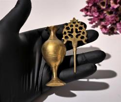 Sürmedan - Eskilerden Sürmelik - Makyaj Sürme Kutusu - Şişesi - Pirinç Sürmedan - Büyük Boy Gold - 27