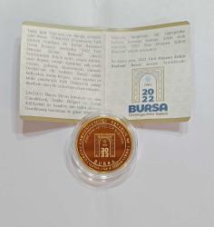 TÜRK DÜNYASI KÜLTÜR BAŞKENTİ BURSA ALTIN KAPLAMA HATIRA PARASI SERTİFİKALI