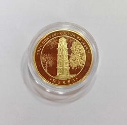 TÜRK DÜNYASI KÜLTÜR BAŞKENTİ BURSA ALTIN KAPLAMA HATIRA PARASI SERTİFİKALI