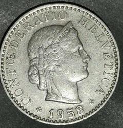 İSVİÇRE 1958  20  RAPPEN