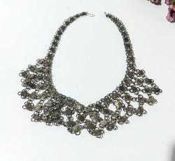 Antika Osmanlı Tarzı Kolye ve Bileklik - Gümüş Renkli Metal Kolye - El İşi Set Kolye - Bilezik - Özel Tasarım EL İşi Kolye - Takı