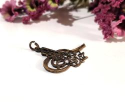 Osmanlı Tuğrası Kolye Ucu - Pirinç Tuğra - Antika Tarzı Tuğra Kolye -  Takı Tasarım Parça