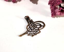 Osmanlı Tuğrası Kolye Ucu - Pirinç Tuğra - Antika Tarzı Tuğra Kolye -  Takı Tasarım Parça