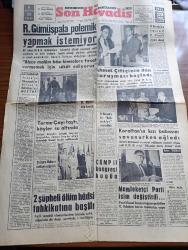 Son Havadis Gazetesi - 29 Temmuz 1961 - İnönü'ye Gümüşpala'ya Alican'a Bölükbaşı'ya Mektup Yazan Gökhan Evliyaoğlu Köşe Yazısı - Ragıp Gümüşpala Polemik Yapmak İstemiyor - Ahmet Çiftçi'nin Dün Duruşması Başladı - Tunus Cumhurbaşkanı Habib Burgiba'nın Temsilcisi Cemal Gürsel'i  Ziyaret Edecek - Üç Feza Adamı Buluşacak Mı - Çalışma Bakanı Cahit Talas İstifaya Çağrıldı - Refik Koraltan'ın Kızı Babasını Savunurken Ağladı - Memleketçi Parti İsim Değiştirdi -  Sarı Çizmeli Yazan Adviye Fenik - Yakın Tarih Yazan Safiye Erol Köşe Yazısı - Türkiye'de Komünist Hareketleri Hazırlayan İlhan Darendelioğlu Yazı Dizisi - Müstakil Kürdistan Cumhuriyeti Kurmak İçin Yapılan Teşebbüs İlticaya Sebep Oldu - Bozkurtların Ölümü Yazan Nihal Atsız - Yassıada'da Sanık Avukatlarının Müşterek Müdafaaları- CHP'liler Kendi Evlerinin Önüne Çeşme Yaptırıyor - Ethem Menderes Ve Fatin Rüştü Zorlu'nun Müdafaası - Yaman Pilot Çizen Sdyney Jordan - Arı Hafiye Çizen Harry Smith - Dümenço Çizgi Roman Çizen Yurdagün