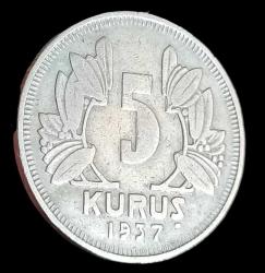 1937 5 Kuruş Nadir yıl