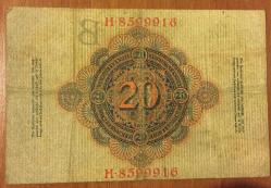 ALMANYA 20 MARK 1910 TEMİZ HALİYLE KAĞIT PARA RESİMDEKİ ÜRÜN