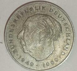 ALMANYA 1971 J   2 MARK  Theodor Heuss. Federe Cumhuriyet 20. yıl dönümü (1949 - 1969)