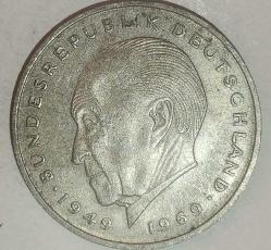 ALMANYA 1971 F   2 MARK  Konrad Adenauer. 20. Yıldönümü - Federal Cumhuriyet (1949 - 1969)