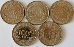 Türkiye Cumhuriyeti 1984/1985/1986 /1987/1988 100 Lira Takım   8189
