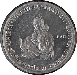 1976 5 Kuruş  Kadının Süsü Kültür ve Erdem Olmalıdır Hatıra Parası No 0168