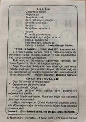 30 NİSAN 2001 - TAKVİM YAPRAĞI - DOĞUM GÜNÜ HEDİYESİ - BÜYÜK SAATLİ MAARİF TAKVİMİ - E.B.GOWN - YEKTA GÜNGÖR ÖZDEN - RAKIM ZİYAOĞLU BELEDİYE TARİHÇİSİ - ARAP PETROLLERİ