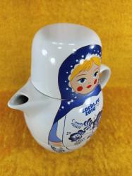 RUSYA SOCHI.RU 2014 OLİMPİYAT OYUNLARI HATIRASI MATRUŞKA BEBEK RESİMLİ PORSELEN DEMLİK VE FİNCAN