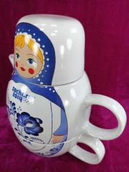 RUSYA SOCHI.RU 2014 OLİMPİYAT OYUNLARI HATIRASI MATRUŞKA BEBEK RESİMLİ PORSELEN DEMLİK VE FİNCAN