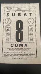 8 ŞUBAT 2002 - TAKVİM YAPRAĞI - DOĞUM GÜNÜ HEDİYESİ - BÜYÜK SAATLİ MAARİF TAKVİMİ - PROF. YILDIZ TÜMERDEM - ARİF HİKMET PAR - ATATÜRK - ANTEP'E GAZİLİK ÜNVANI VERİLMESİ - PRF. DR. AHMET KEMAL ATAY'IN VEFATI - AYNI İMİŞ ADLI KISA YAZI