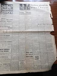 Son Telgraf Gazetesi - 3 Kasım 1955 - Muş'a İlk Giren Tren Ve Doğu Yazan Etem Izzet Benice Köşe Yazısı - Ürdün'e Gitmekte Olan Celal Bayar İskenderun'da - Misafir Alman Heyeti Şerefine Tatbikat Yapıldı - Belediye Seçimleri İçin Propagandaya İzin Verildi -  Başvekil Adnan Menderes İstanbul'a Geldi - Ankara Üniversitesi Dün Tedrisata Başladı - On Bin Otomobil Lastiği Yeniden Tevzi Edilecek - 19'lar Yeni Bir Parti Kurmak Fikrinde - İki Profesör Tahir Taner Ve Muammer Raşit Sevig Emekliye Ayrıldı - Abbasiler Yazan Y.O. Yazı Dizisi - Gümrüklerdeki Filmler Hala Niye Dağıtılmadı - Kraliçe Süreyya Bütün Paris'in Kalbini Fethetti - Kankusan Gelin Yazan A. Vedad Akın Yazı Dizisi -  Hergeleci İbrahim Yazan Ahmet Fikri Kündecioğlu Yazı Dizisi - Havagücü Egespor Maçı - Sunderland Dynamo İle Karşılaşacak - Adalet Vefa İle Berabere Kaldı - Kabataş Lisesi Beyoğlu Ticareti 1 0 Mağlup Etti - Fenerbahçe Stadında Karşılaşan Galatasaray Ve Kuleli Berabere Kaldı - Okullararası Voleybol Maçları Başladı
