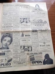 Hürriyet Gazetesi - 27 Mart 1956 - Amerika Bize Gıda Maddesi Hibe Ediyor - 14 Milyon Dolar Tutarındaki Yardımın Nakliye Masrafını Amerika Ödeyecek - Grace Kelly İzmir'e Geliyor - Seçim Kanununun Dar Bölge Usulüne Göre Tadili İstendi - Avrupa Asya Arasına Yapılacak Asma Köprü Çalışması - Osman Bölükbaşı'yı Bir Cumhuriyet Halk Partili İskenderun'da Omuzda Taşındı - Partiler Açıktaki 3 Mebusu Kapmak İçin Yarış Halinde - Bir Genç Kızın İhtirası Roman Pearl S. Buck Yazı Dizisi - Dedektif Nik'in Maceraları Çizgi Roman - Dünya Gazeteleri Ne Diyorlar - Mısır'da Bütün Siyasi Suçlar İçin Umumi Af İlan Ediliyor - Aşktan Kaçılmaz Aşk Ve Macera Romanı Çizen Faruk Geç - Pota Yazan Ethem İzzet Benice Yazı Dizisi - Oscarı Kazanan Yılın Artisti Anna Magnani - Tarihin En Büyük Vurgunu 10 Milyon Nasıl Çalındı Yazan Joseph F. Dınneen Yazı Dizisi - Adalar Güzeli Ve Film Yıldızı Ayten Çankaya Puro Tuvalet Sabunu Kullanıyor -  Ordu Takımı Lizbon'da Her Gün İdman Yapacak - Fatoş Çizgi Roman -  Yaşar Doğu