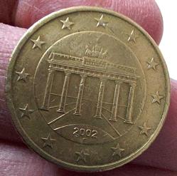 2002 ALMANYA 50 EURO CENT (F) ORİJİNAL ALTIN RENKLİ BAKIR ALAŞIMI MADENİ PARASI 2RRR1A NADİR