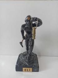 ESKİLERDEN ALÜMİNYUM VE PİRİNÇDEN OLUŞAN MADENCİ HEYKELİ EKSİKSİZDİR 23 cm BOYUNDA