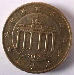 2002 ALMANYA 10 EURO CENT (J) ORİJİNAL ALTIN RENKLİ BAKIR-ALÜMİNYUM-ÇİNKO-KALAY ALAŞIMI MADENİ PARASI RR1LLL2 NADİR