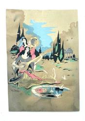 ORJİNAL GÜLÜMSER ARAL BOY SULUBOYA RESİM