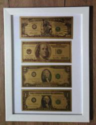 4 ADET ALTIN VARAKLI HATIRA DOLAR YABANCI PARA SETİ KOLEKSİYONA.B.D. Liberty 1.000.000 USD (Bir Milyon Dolar), 100 Dolar, 2 Dolar ve 1 Dolar Altın Folyo 4'lü SET Çerçeveli (Beyaz) 21 cm - 30 cm Boyutunda (RESİMDEKİ ÜRÜN GÖNDERİLECEKTİR)