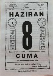 8 HAZİRAN 2001 - TAKVİM YAPRAĞI - DOĞUM GÜNÜ HEDİYESİ - BÜYÜK SAATLİ MAARİF TAKVİMİ - HZ.MUHAMMED - A.YILDIZ YAŞAROĞLU - DOROTHY L.NOLTE - ÖYLE YA! ADLI KISA YAZI
