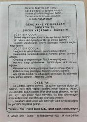 8 HAZİRAN 2001 - TAKVİM YAPRAĞI - DOĞUM GÜNÜ HEDİYESİ - BÜYÜK SAATLİ MAARİF TAKVİMİ - HZ.MUHAMMED - A.YILDIZ YAŞAROĞLU - DOROTHY L.NOLTE - ÖYLE YA! ADLI KISA YAZI