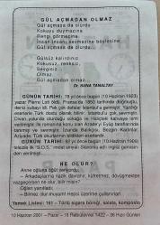 10 HAZİRAN 2001 - TAKVİM YAPRAĞI - DOĞUM GÜNÜ HEDİYESİ - BÜYÜK SAATLİ MAARİF TAKVİMİ - NACİ KASIM - DR.SUNA TANALTAY - YAZAR PİERRE LOTİ'NİN VEFATI - TELSİZLE İLK S.O.S. İMDAT SİNYALİ SLAVONİA ADLI GEMİDEN VERİLMİŞTİR - NE OLUR ? ADLI KISA YAZI