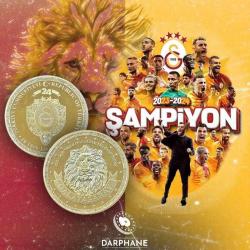 Galatasaray 24.Şampiyonluk 2024 (Gümüş Üzeri Altın Kaplama) Kutulu Darphane Hatıra Parası ''SERTİFİKALIDIR'
