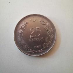 Türkiye / 25 Kuruş / 1968 - Lütfen açıklamayı okuyunuz*