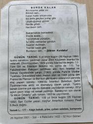 26 HAZİRAN 2001 - TAKVİM YAPRAĞI - DOĞUM GÜNÜ HEDİYESİ - BÜYÜK SAATLİ MAARİF TAKVİMİ - NACİ KASIM - ŞÜKRAN KURDAKUL - ÇEVİRMEN YAZAR ZİHNİ KÜÇÜMEN'İN VEFATI - SARI ESİRLER YAZARI AMERİKALI ROMANCI  PEARL S.BUCK DOĞDU