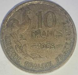 FRANSA 1955   10 FRANK