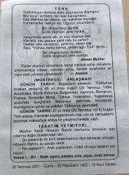20 TEMMUZ 2001 - TAKVİM YAPRAĞI - DOĞUM GÜNÜ HEDİYESİ - BÜYÜK SAATLİ MAARİF TAKVİMİ - METE - AHMET MUHTAR - ATATÜRK - MONTREUX ANLAŞMASI - KIBRIS HAREKATI - TAKATIM YETMİYOR ADLI KISA YAZI