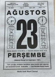 23 AĞUSTOS 2001 - TAKVİM YAPRAĞI - DOĞUM GÜNÜ HEDİYESİ - BÜYÜK SAATLİ MAARİF TAKVİMİ - GAZİ MUSATAFA KEMAL ATATÜRK - HÜSEYİN RİFAT - AHENK ADLI YAZI - BAŞAK BURCUNDA DOĞANLAR