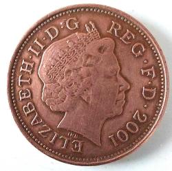 2001 BİRLEŞİK KRALLIK(İNGİLTERE) 2 PENCE KRALİÇE II.ELİZABETH İBARELİ ORİJİNAL MADENİ PARASI 4RR1AA NADİR