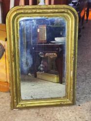 18571-ANTİKA ÇOK ESKİ AHŞAP ÇERÇEVELİ TAŞ AYNA