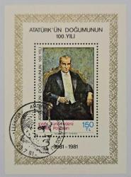 1981 KKTC ATATÜRK'ÜN DOĞUMUNUN 100.YILI Blok İlkgün Damgalı Zamklı