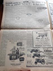 Cumhuriyet Gazetesi - 17 Eylül 1951 - Ara Seçimini 15 İlde Demokrat Parti Kazandı - Dünkü Ara Seçimler 17  İlde De Sükunet İçinde Cereyan Etti - Sinop'ta CHP'liler Nasıl Kazandılar - Sivas'ta CHP 13,226 Fazla Rey Aldı - İstanbul'da Partiler Ne Kadar Oy Aldılar - Denizli'de Ara Seçimlerin Tek Kanlı Hadisesi - İstanbul'un Yeni Demokrat Milletvekilleri Hadi Hüsmen Ve Seyfi Oran - Bursa'da 24 Köyde Sandıklar Erken Açıldı - Çanakkale'de İştirak Nisbeti Yüzde 60 ı Buldu - Bir Amerikalı Gazetecinin Türkiye İntibaları 2 Yazan Ray Brock  - Tahran'da Hükümet Darbesi Teşebbüsü - Avrupa Ordusu Ve Almanya - Kore'de Şiddetli Savaşlar Oluyor - General Franco İle Mülakat - Rüyalar Evi Yazan Peride Celal Yazı Dizisi - İsrail'de Yiyecek Sıkıntısı Başgösterdi - Beşiktaş Enosis'i 2 1 Mağlup Etti - Fenerbahçe Dörtler Karmasını 4 0 Mağlup Etti - Kadın Gazeteci Lil'in Maceraları Çizgi Roman - Yelkenle İstanbul'dan Filipinlere Yazan Sinan Everest Yazı Dizisi - 1951 1952 Yunus Nadi Mükafatı En Güzel Şiir