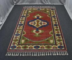 Antika - Yeni El Dokuma 3m2 Benzersiz Oygulu Kabartmalı Niğde Karsı Yörük Yün Halı 5673 - kitantik - kitaLog