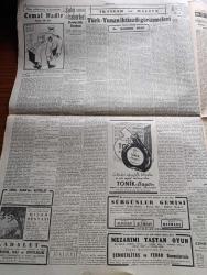 Cumhuriyet Gazetesi - 27 Şubat 1952 - Hava Yazanlar Nadir Nadi Köşe Yazısı - Eski Ve Yeni Başbakanlar Adnan Menderes Ve Şemsettin Günaltay'ın Mecliste Tartışmaları - Fuat Köprülü Lizbon'dan Dönüyor - Cemal Nadir'in Ölüm Yıldönümü - Genç Milli Takım Oyuncuları Atina'da - Churchill Washington'da Gizli Bir Anlaşma Yok Diyor - Ölüm Yıldönümü Münasebetiyle Cemal Nadir Yazan Elif Naci Köşe Yazısı - Türk Yunan İktisadi Görüşmeleri Yazan Doçent Doktor Mehmed Oluç -  Panaroma Yazan Yakup Kadri Karaosmanoğlu Köşe Yazısı - Tamam Bölgesinde Yeni Petrol Damarları Bulundu - 1948 de Trablus'ta Gördüklerim Yazan Süreyya Ağaoğlu - Kibar Düşkünleri Yazan Maurice Dekobra Yazı Dizisi - Brezilya Takımı Corinthian Avrupa'ya Geliyor - İstanbul Ankara Radyosu Programı - Varta Akümülatör - Puro Tuvalet Sabunu - Arı Unları - Elhamra Terzihanesi