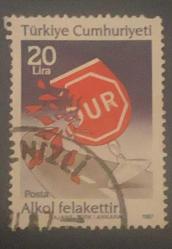 Türk Pulu - Turkish Stamp - Postadan Geçmiş Pul Filateli - DAMGALI - ALKOL FELAKETTİR TEMALI TRAFİK PULU 1987, 20 LİRA - Türkiye Cumhuriyeti - NOSTALJİK DOĞUM GÜNÜ HEDİYESİ