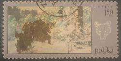 Polonya Pulu - Polska Stamp - Postadan Geçmiş Pul Filateli - DAMGALI - AYI AVINDAN DÖNÜŞ TABLOSU TEMALI PUL , 1.50 PARA - YABANCI PULLAR-NOSTALJİK DOĞUM GÜNÜ HEDİYESİ