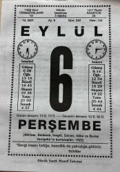 6 EYLÜL 2001 - TAKVİM YAPRAĞI - DOĞUM GÜNÜ HEDİYESİ - BÜYÜK SAATLİ MAARİF TAKVİMİ - SCHİLLER - FARUK ORAY - KANUNİ SULTAN SÜLEYMAN ZİGETVAR KUŞATMASI SIRASINDA VEFAT ETTİ - EŞREF ŞEFİK VEFAT ETTİ - BANA DA ! ADLI YAZI