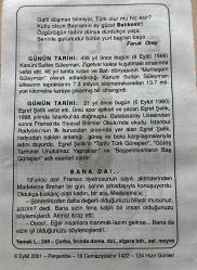6 EYLÜL 2001 - TAKVİM YAPRAĞI - DOĞUM GÜNÜ HEDİYESİ - BÜYÜK SAATLİ MAARİF TAKVİMİ - SCHİLLER - FARUK ORAY - KANUNİ SULTAN SÜLEYMAN ZİGETVAR KUŞATMASI SIRASINDA VEFAT ETTİ - EŞREF ŞEFİK VEFAT ETTİ - BANA DA ! ADLI YAZI