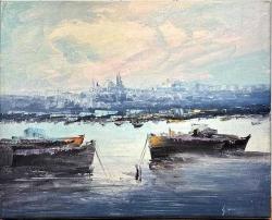 Tuval üzerine yağlıboya resim. Günaydın  imzalı. Çerçevesiz 40x50 cm.