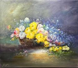 Tuval üzerine yağlıboya resim. Günaydın imzalı. Çerçevesiz 60x50 cm.