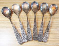 ViNTaGe RUS RMZ Rezhevsky NİKEL-GÜMÜŞ 6 LI KAŞIK TAKIMI....