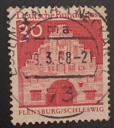 Almanya Pulu - Germany Stamp - Postadan Geçmiş Pul Filateli - 1968 DAMGALI - TARİHİ FLENSBURG ŞEHİR KAPISI TEMALI PUL , 30 PARA - YABANCI PULLAR, NOSTALJİK DOĞUM GÜNÜ HEDİYESİ