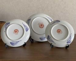 Vintage Japon Imari El Boyama Porselen Duvar Tabakları 3'lü Set