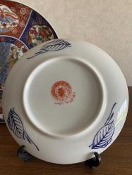 Vintage Japon Imari El Boyama Porselen Duvar Tabakları 3'lü Set